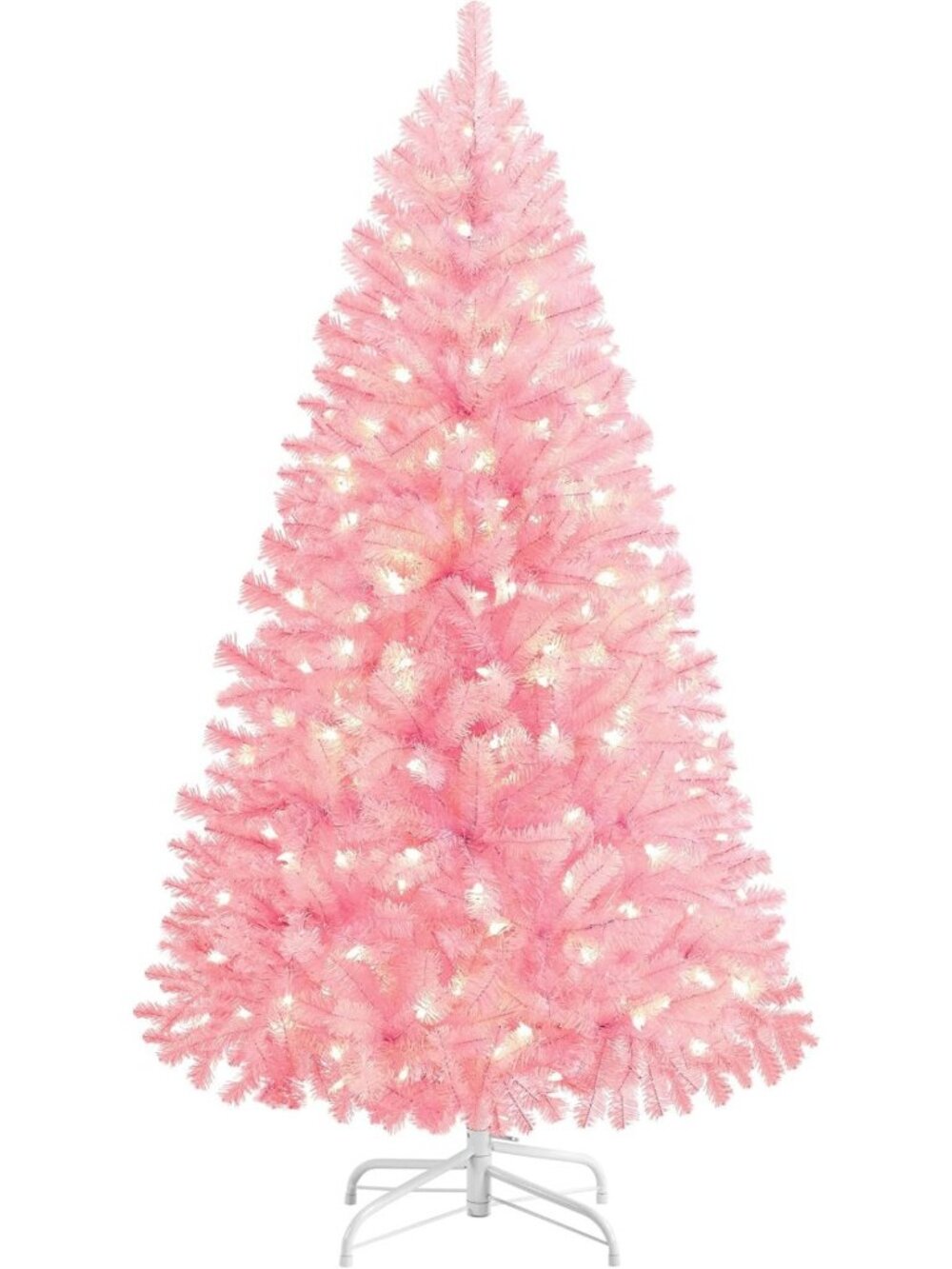 Yaheetech 4.5ft Pre-lit Christmas Tree with 150 Warm White Lights, Pink